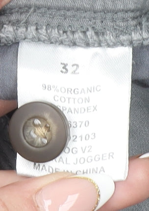 H. Brothers Men's Grey Jogger Trousers Size 32 Regular Fit Cotton Blend