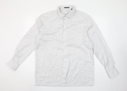 Louis Philippe Men's White 16.5 Regular Fit Cotton Long Sleeve Shirt
