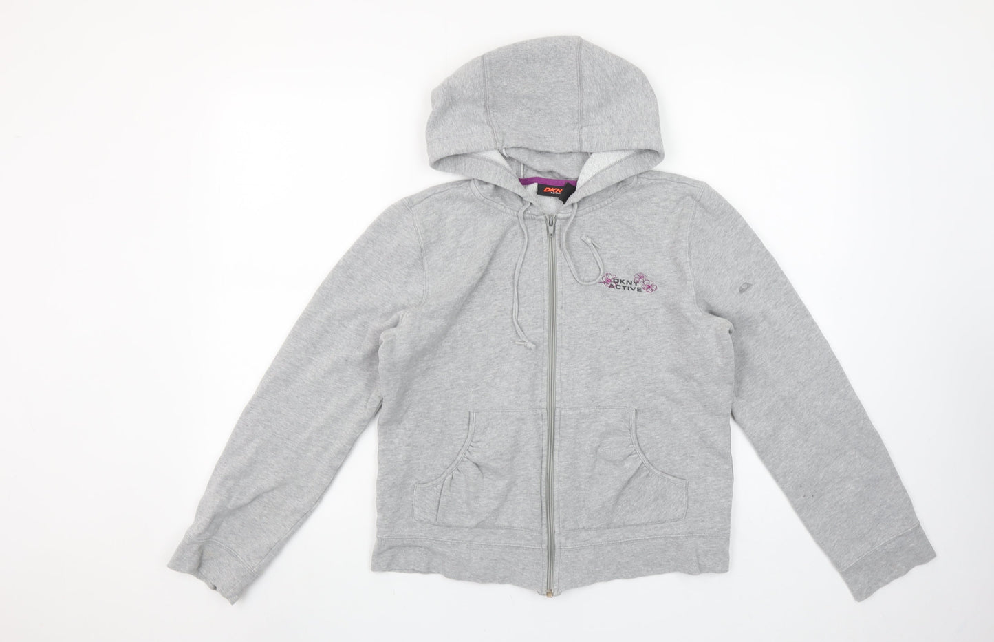 Womens UK Size L DKNY Grey Full Zip Hoodie