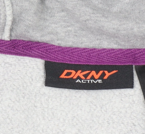 Womens UK Size L DKNY Grey Full Zip Hoodie