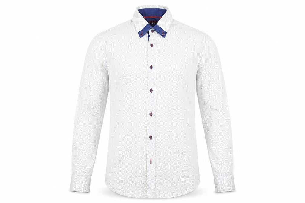 VICHI Men's White Slim Fit Long Sleeve Button-Down Shirt M