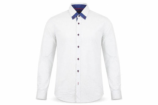 VICHI Men's White Slim Fit Long Sleeve Button-Down Shirt M