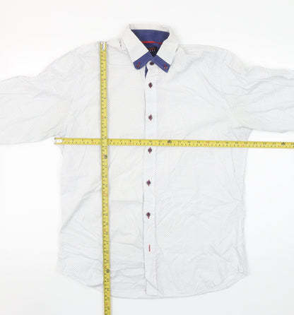 VICHI Men's White Slim Fit Long Sleeve Button-Down Shirt M