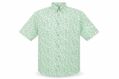 Alfani Men's Green Floral Cotton Short Sleeve Button-Up Shirt XL
