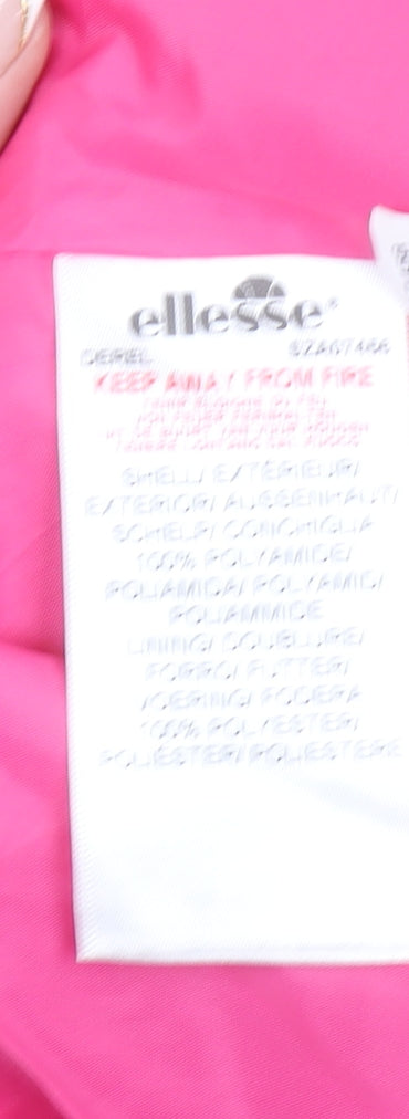 Ellesse Women’s Pink Cropped Bomber Jacket UK 12 Retro Style