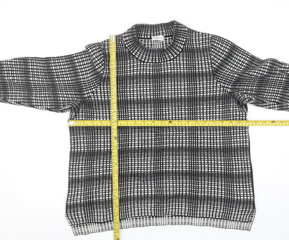 Eastex Women's Black Check High Neck Cotton Merino Wool Jumper Size 18