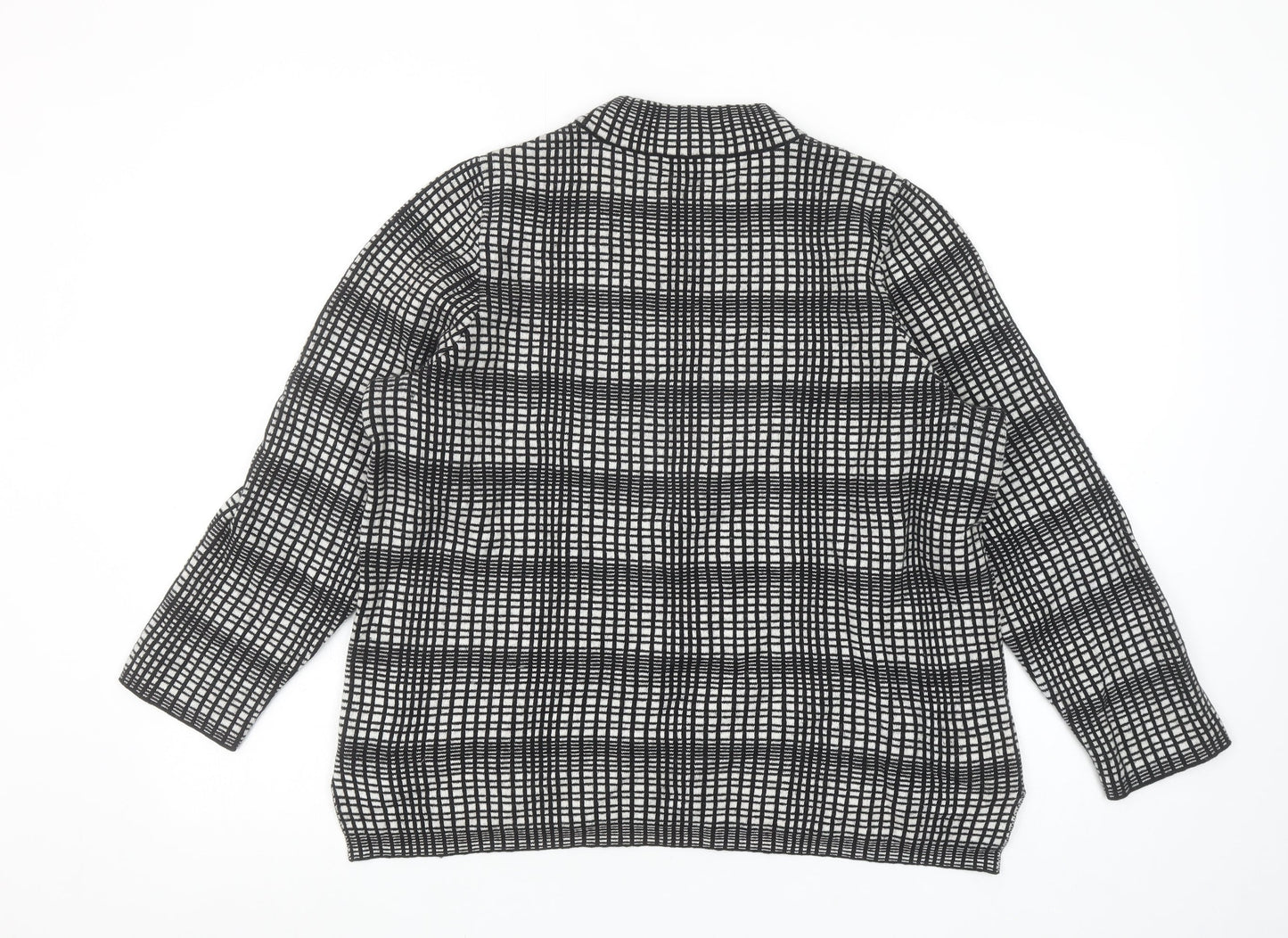 Eastex Women's Black Check High Neck Cotton Merino Wool Jumper Size 18