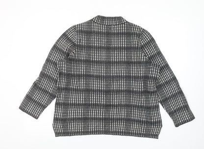 Eastex Women's Black Check High Neck Cotton Merino Wool Jumper Size 18