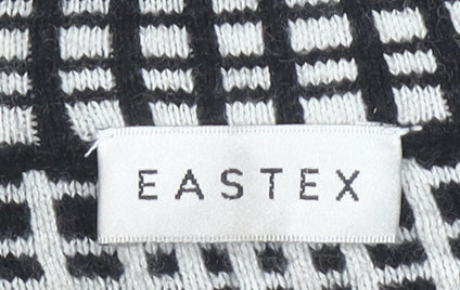 Eastex Women's Black Check High Neck Cotton Merino Wool Jumper Size 18