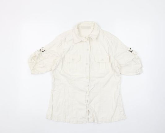 Womens UK Size 14 Dunnes Stores Ivory Basic Button-Up