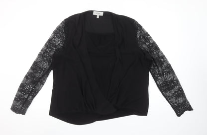 Coast Women’s Black Lace Sleeve Wrap Blouse Size 20