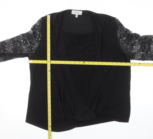 Coast Women’s Black Lace Sleeve Wrap Blouse Size 20
