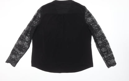Coast Women’s Black Lace Sleeve Wrap Blouse Size 20