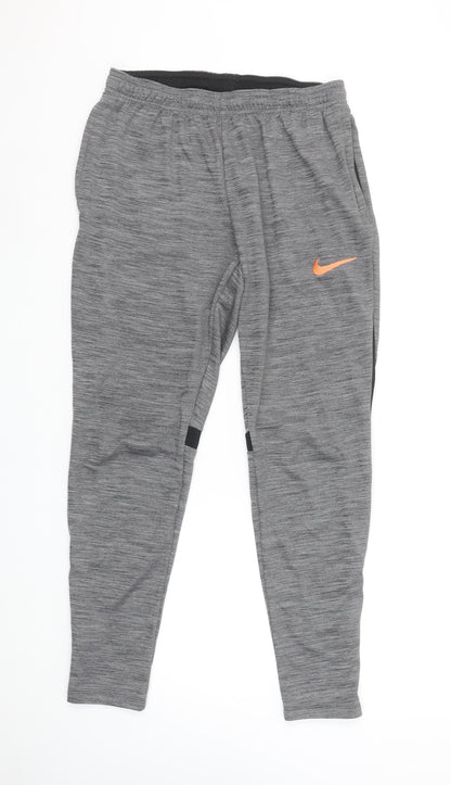 Nike Womens Grey Dri-Fit Track Pants M Elastic Waist Performance Trousers