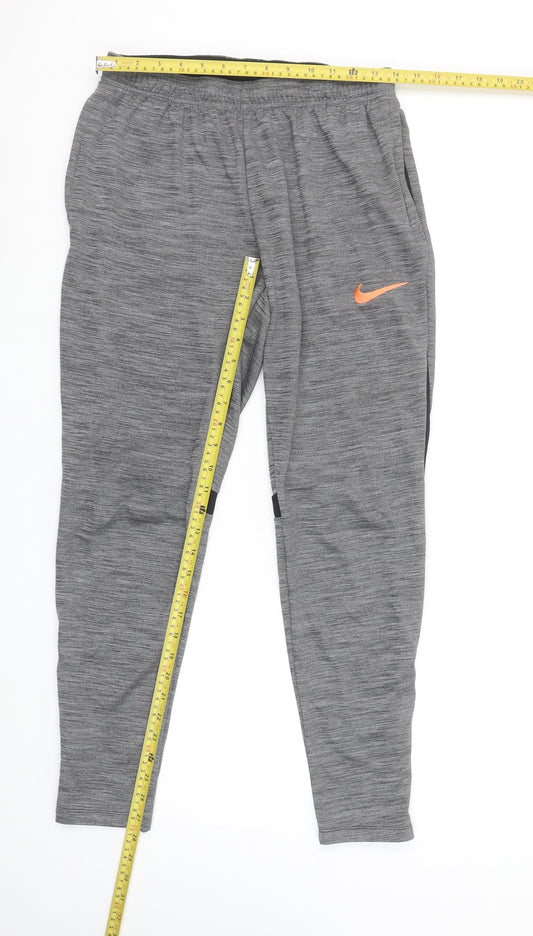 Nike Womens Grey Dri-Fit Track Pants M Elastic Waist Performance Trousers