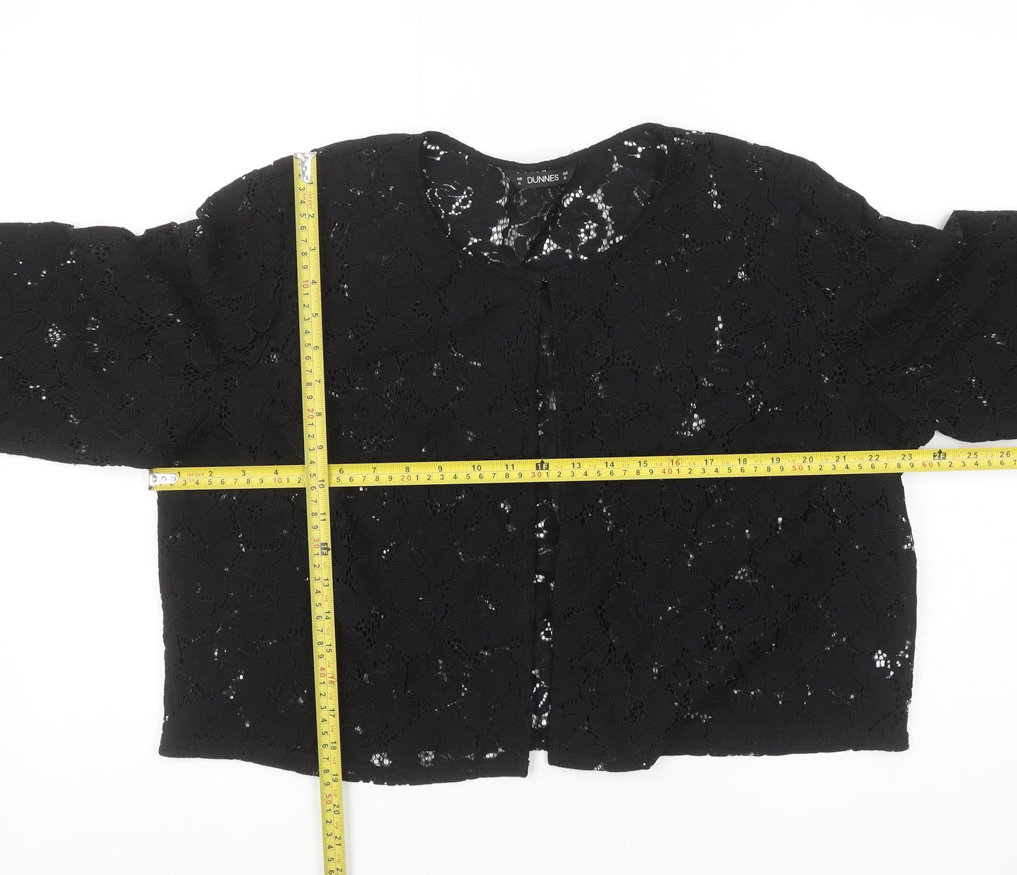 Dunnes Women’s Black Lace Kimono Blouse XL Elegant Formal Top