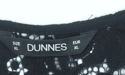 Dunnes Women’s Black Lace Kimono Blouse XL Elegant Formal Top