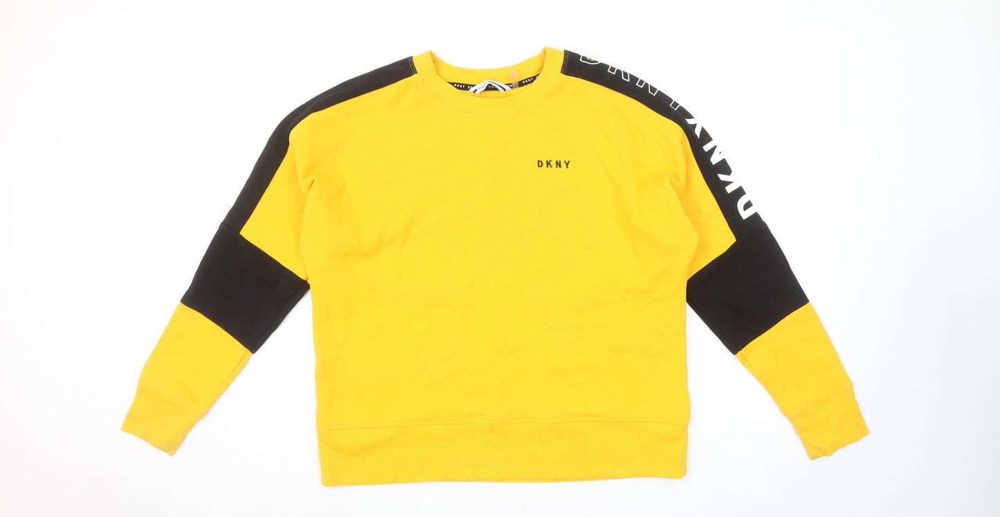 DKNY Sport Women's Yellow & Black Crew Neck Sweatshirt Size S
