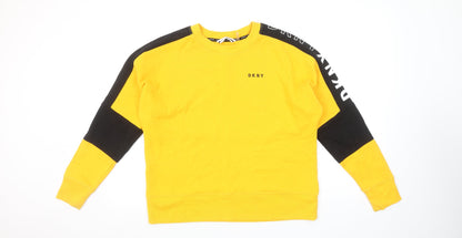 DKNY Sport Women's Yellow & Black Crew Neck Sweatshirt Size S