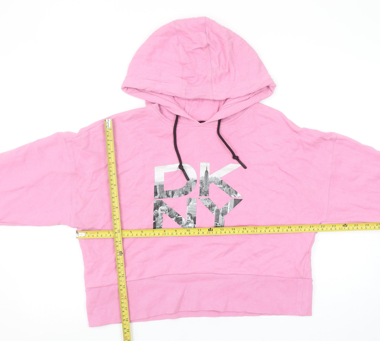 DKNY Sport Women Pink Hoodie Cotton Pullover Size M Logo Print