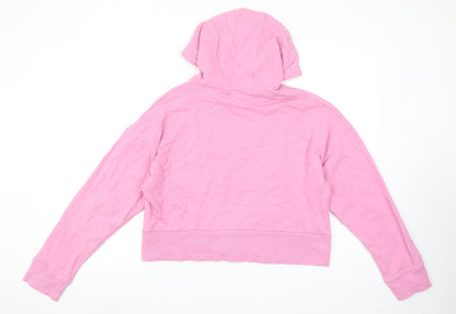 DKNY Sport Women Pink Hoodie Cotton Pullover Size M Logo Print