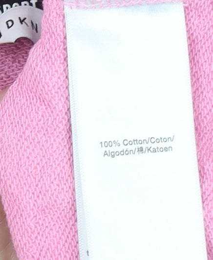 DKNY Sport Women Pink Hoodie Cotton Pullover Size M Logo Print