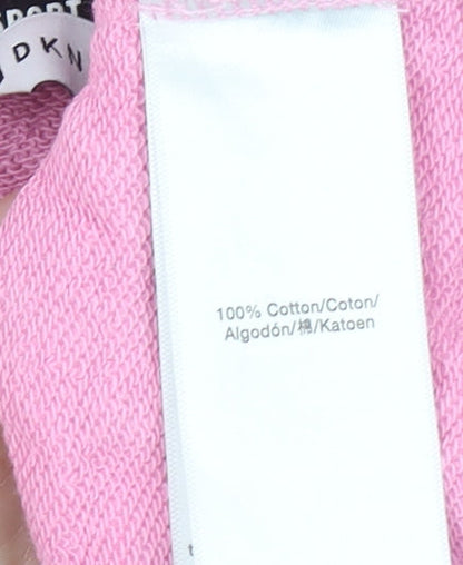 DKNY Sport Women Pink Hoodie Cotton Pullover Size M Logo Print