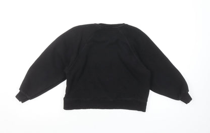 Zara Girls Black Button Detail Fleece Sweatshirt 9 Years Regular Fit