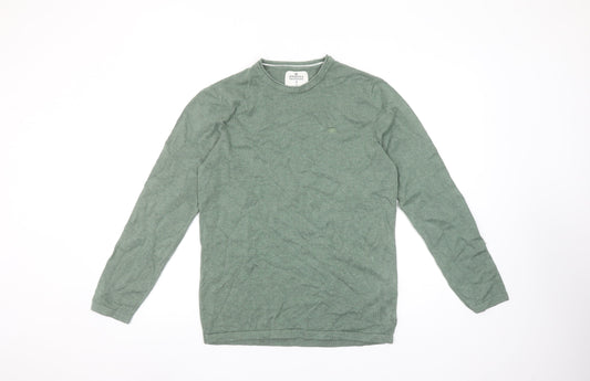 Springfield Men's Green Cotton Crew Neck Pullover Jumper Size S