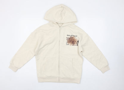 Girls UK Size 10-11 Years Marks and Spencer Beige Full Zip Hoodie