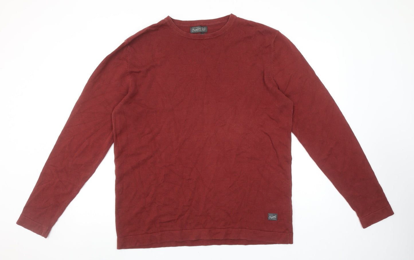 Jack & Jones Men's Red Cotton Crew Neck Pullover Jumper XL