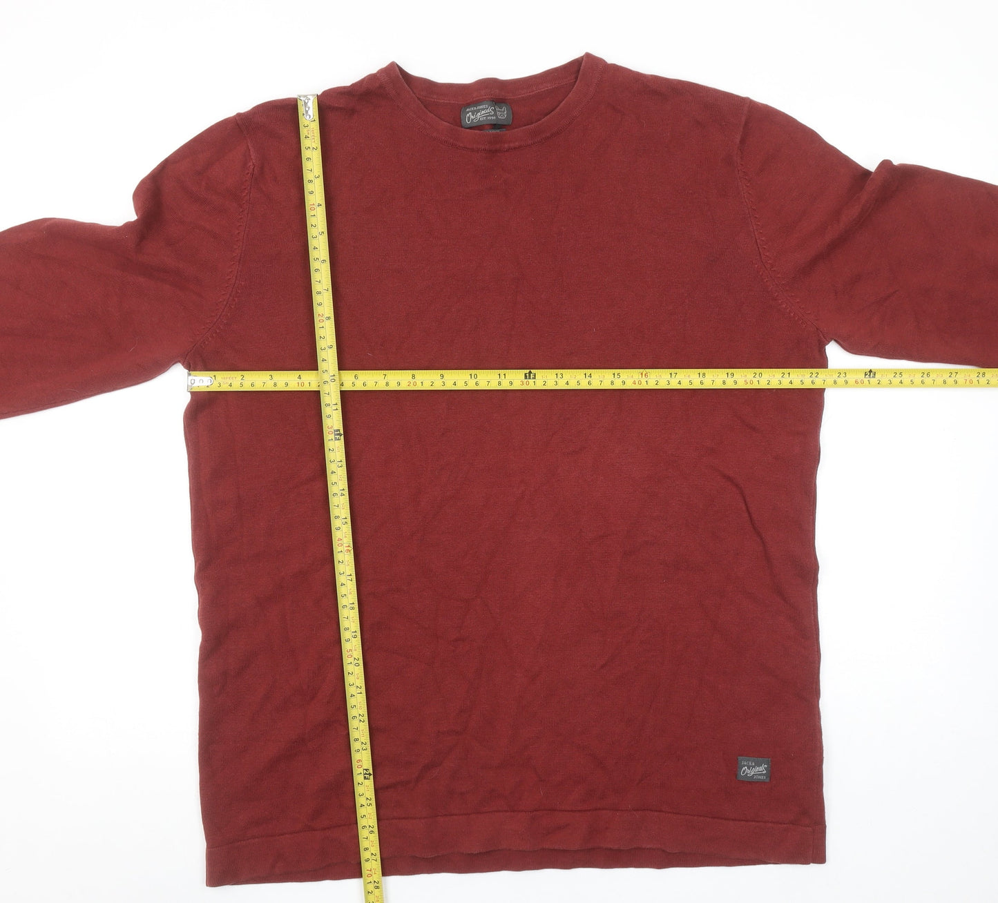 Jack & Jones Men's Red Cotton Crew Neck Pullover Jumper XL