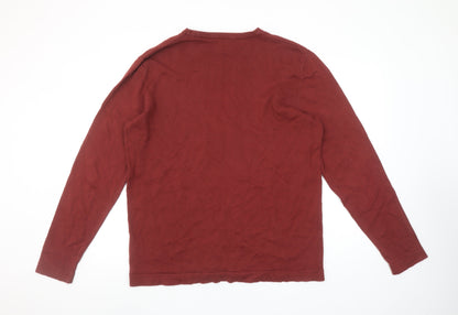 Jack & Jones Men's Red Cotton Crew Neck Pullover Jumper XL
