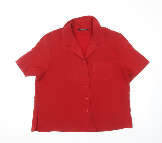 Womens UK Size 16 Dunnes Stores Red Basic Button-Up
