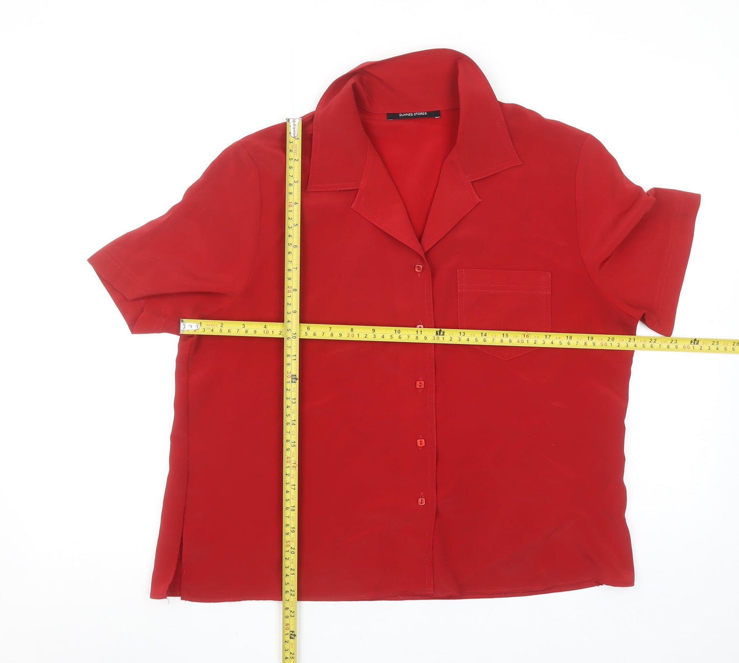 Womens UK Size 16 Dunnes Stores Red Basic Button-Up