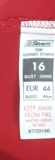 Womens UK Size 16 Dunnes Stores Red Basic Button-Up