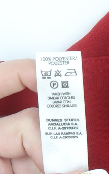 Womens UK Size 16 Dunnes Stores Red Basic Button-Up