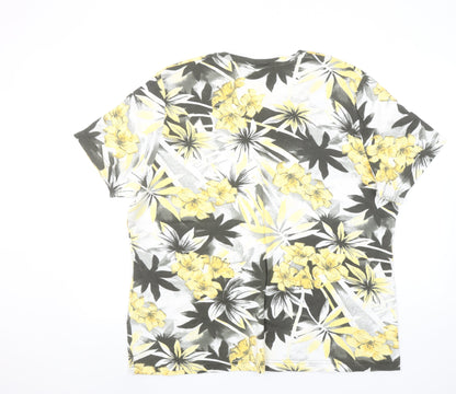 Rabe Men's Multicoloured Floral Tropical Cotton Short Sleeve T-Shirt 2XL