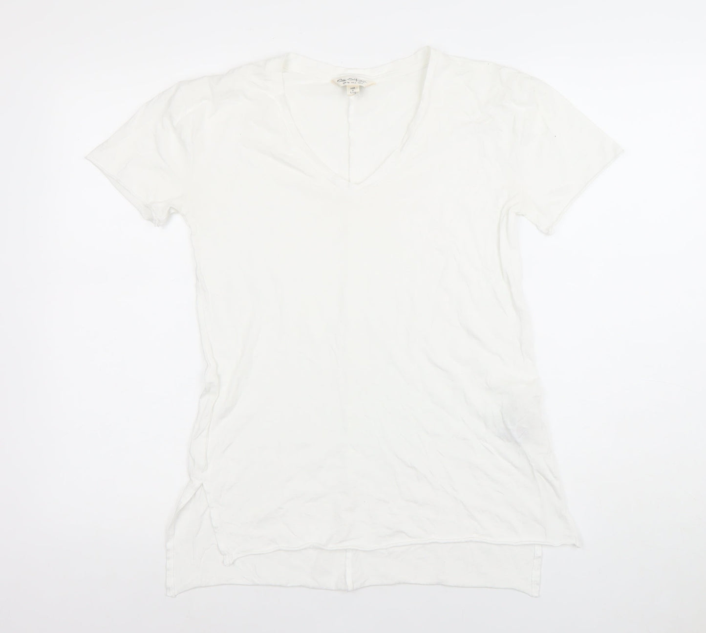 Miss Selfridge Women’s White V-Neck Short Sleeve Modal Cotton T-Shirt Size 6