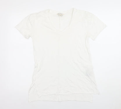 Miss Selfridge Women’s White V-Neck Short Sleeve Modal Cotton T-Shirt Size 6