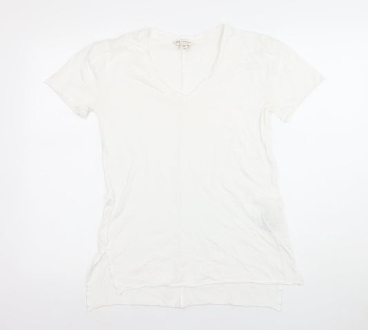 Miss Selfridge Women’s White V-Neck Short Sleeve Modal Cotton T-Shirt Size 6