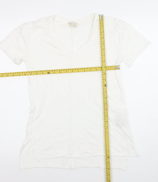 Miss Selfridge Women’s White V-Neck Short Sleeve Modal Cotton T-Shirt Size 6