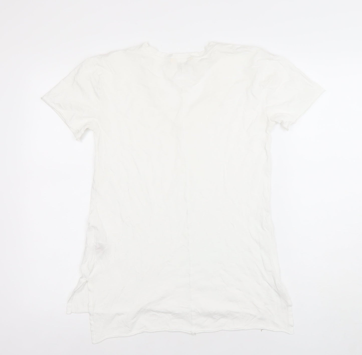 Miss Selfridge Women’s White V-Neck Short Sleeve Modal Cotton T-Shirt Size 6