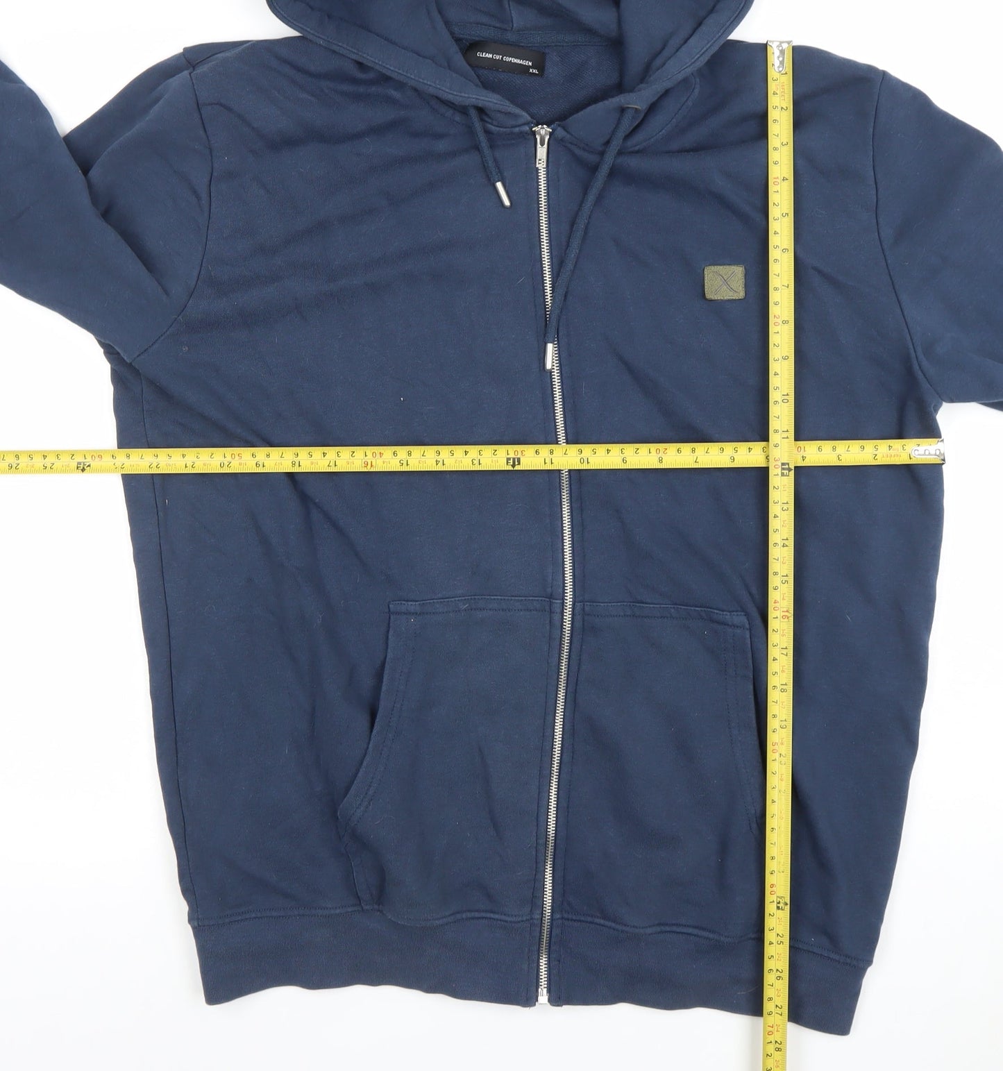 Mens UK Size 2XL Clean Cut Copenhagen Blue Full Zip Hoodie