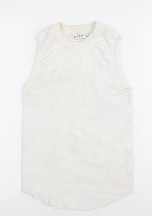 Womens UK Size S Gallery Ivory Basic Tank