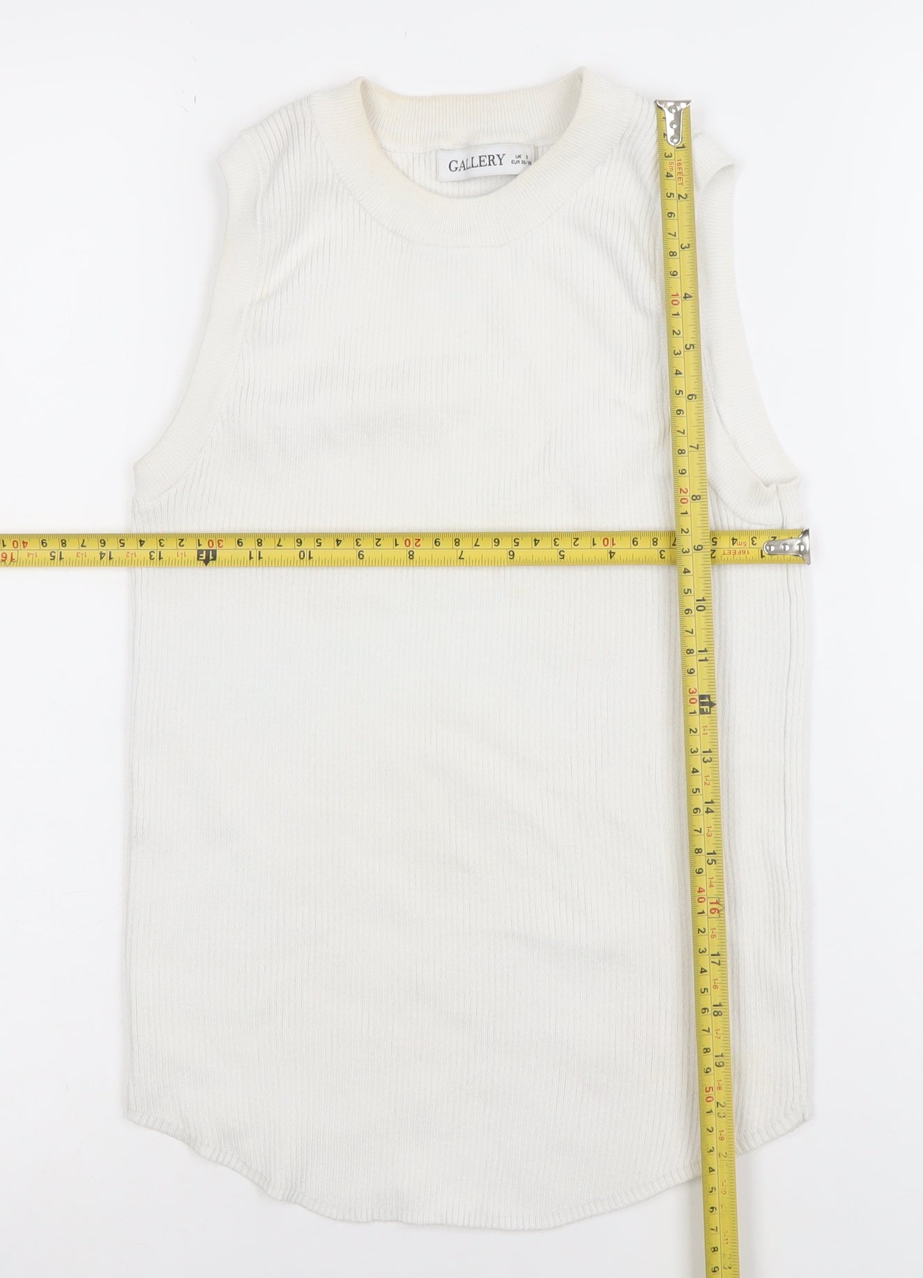 Womens UK Size S Gallery Ivory Basic Tank