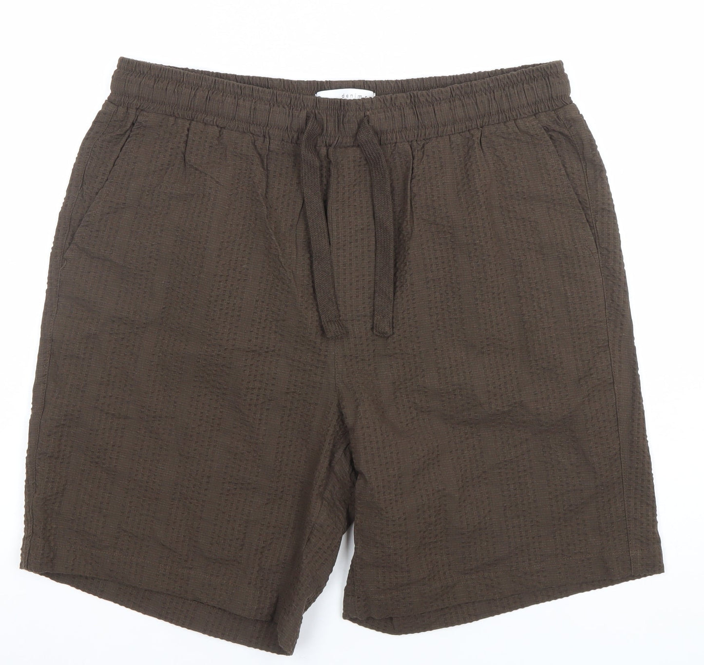 Denim & Co Mens Brown Relaxed Fit Cotton Shorts Size S