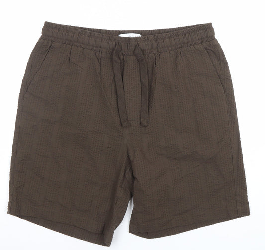 Denim & Co Mens Brown Relaxed Fit Cotton Shorts Size S