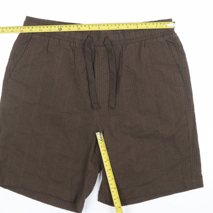 Denim & Co Mens Brown Relaxed Fit Cotton Shorts Size S