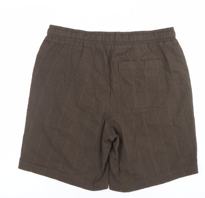 Denim & Co Mens Brown Relaxed Fit Cotton Shorts Size S